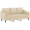 Miniatyrbillede 2 af 8: vidaXL 3-personers sofa med pyntepuder 180 cm stof cremefarvet