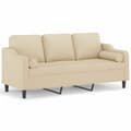 Miniatyrbillede 1 af 8: vidaXL 3-personers sofa med pyntepuder 180 cm stof cremefarvet