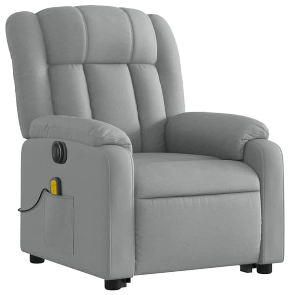 vidaXL Elektrisk massagefåtölj med uppresningshjälp ljusgrå tyg