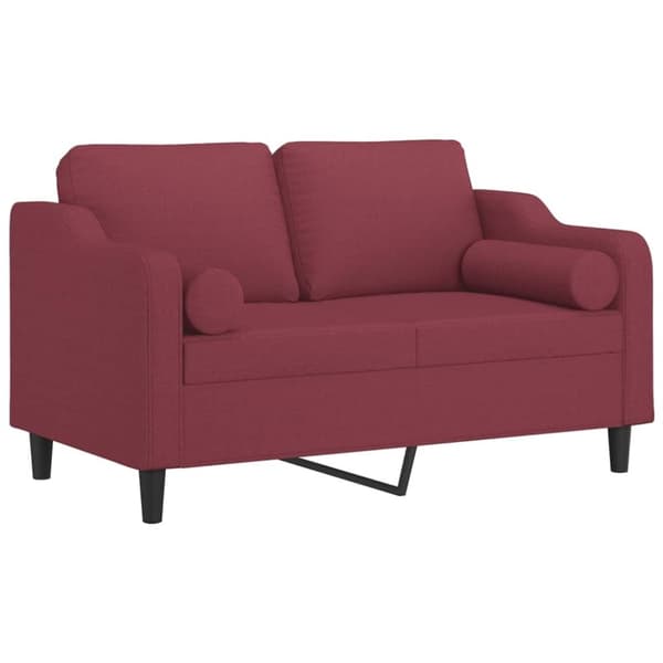 vidaXL 2-sits soffa med prydnadskuddar vinröd 120 cm tyg