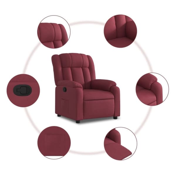 vidaXL Reclinerfåtölj vinröd tyg