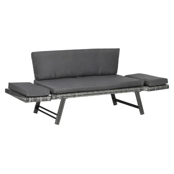 Rootz puutarhasohva - 2-istuttava puutarhasohva kokoontaitetuilla käsinojilla - harmaa - 129 x 63 x 67 cm