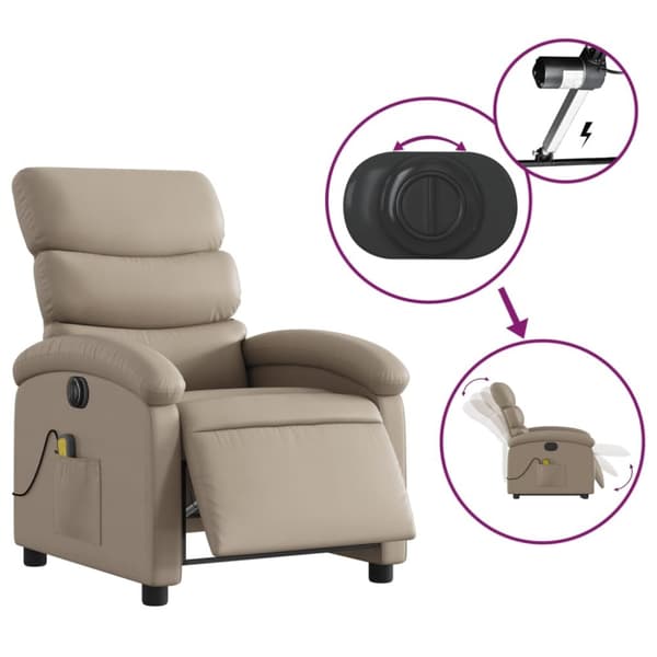 vidaXL Elektrisk massagefåtölj cappuccino konstläder