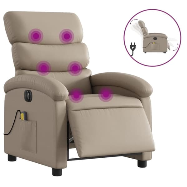 vidaXL Elektrisk massagefåtölj cappuccino konstläder