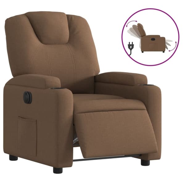 vidaXL Elektrisk reclinerfåtölj Brun tyg