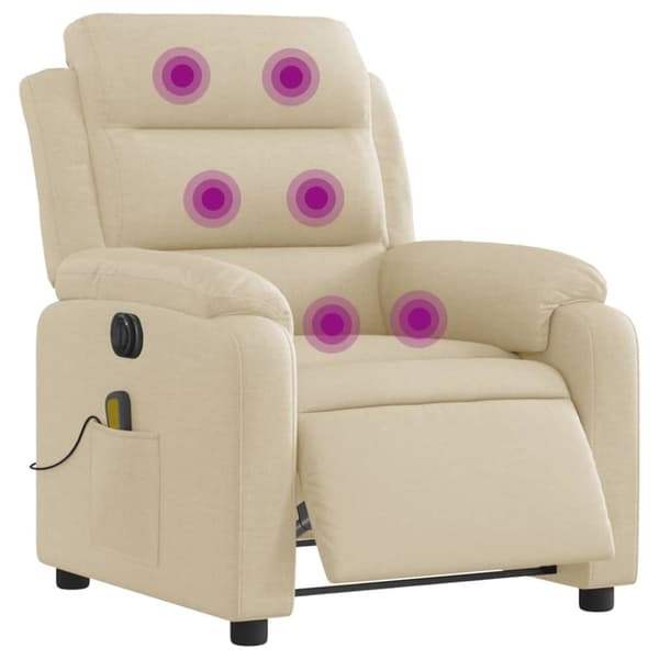 vidaXL Elektrisk massagefåtölj gräddvit tyg