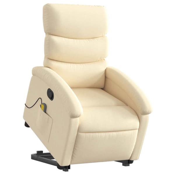 vidaXL Massagefåtölj med uppresningshjälp gräddvit tyg