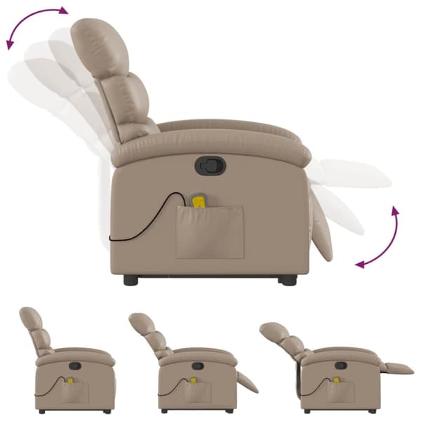 vidaXL Massagefåtölj med uppresningshjälp cappuccino konstläder
