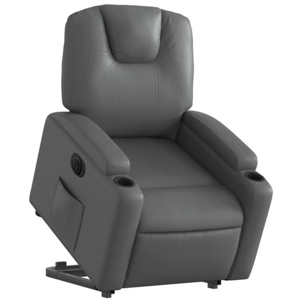 vidaXL Reclinerfåtölj med uppresningshjälp grå konstläder