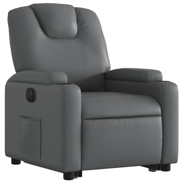 vidaXL Reclinerfåtölj med uppresningshjälp grå konstläder