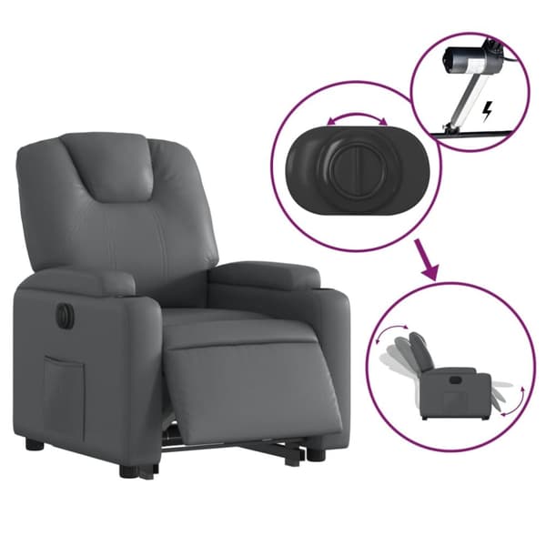 vidaXL Reclinerfåtölj med uppresningshjälp grå konstläder