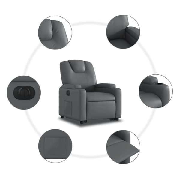 vidaXL Reclinerfåtölj med uppresningshjälp grå konstläder