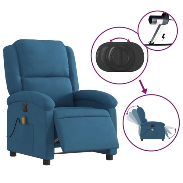 vidaXL massagestol velour blå