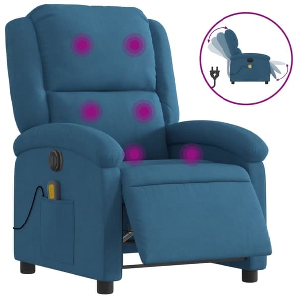 vidaXL massagestol velour blå