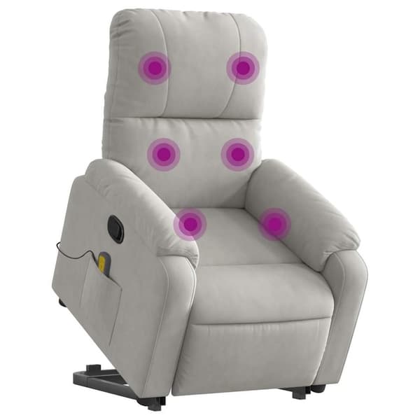 vidaXL massagestol med løftefunktion mikrofiberstof lysegrå