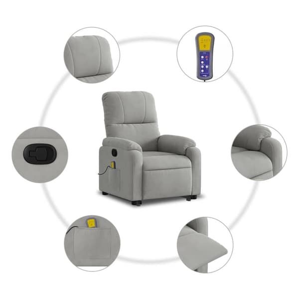 vidaXL massagestol med løftefunktion mikrofiberstof lysegrå