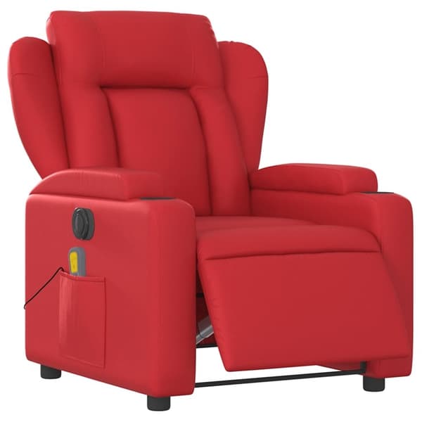 vidaXL Elektrisk massagefåtölj röd konstläder