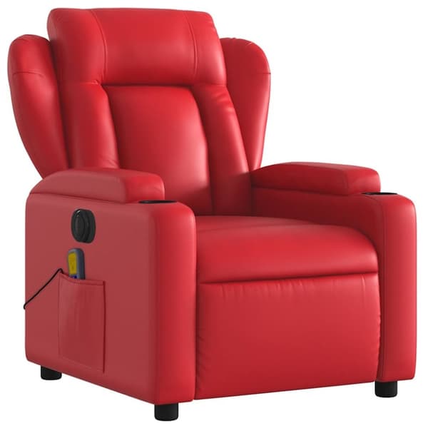 vidaXL Elektrisk massagefåtölj röd konstläder