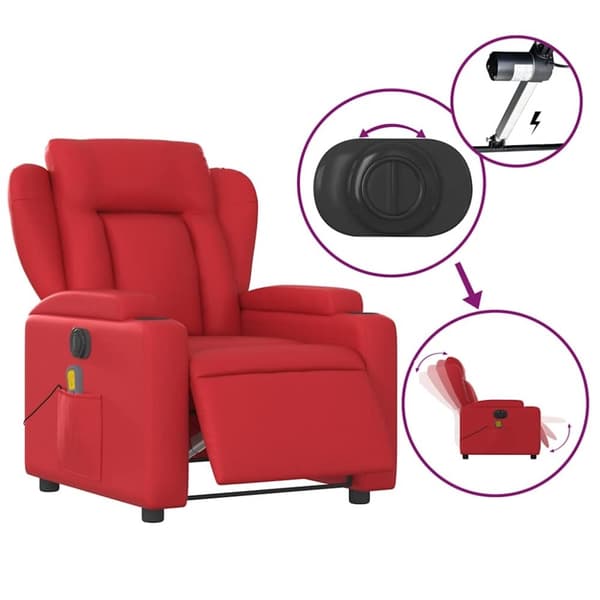 vidaXL Elektrisk massagefåtölj röd konstläder