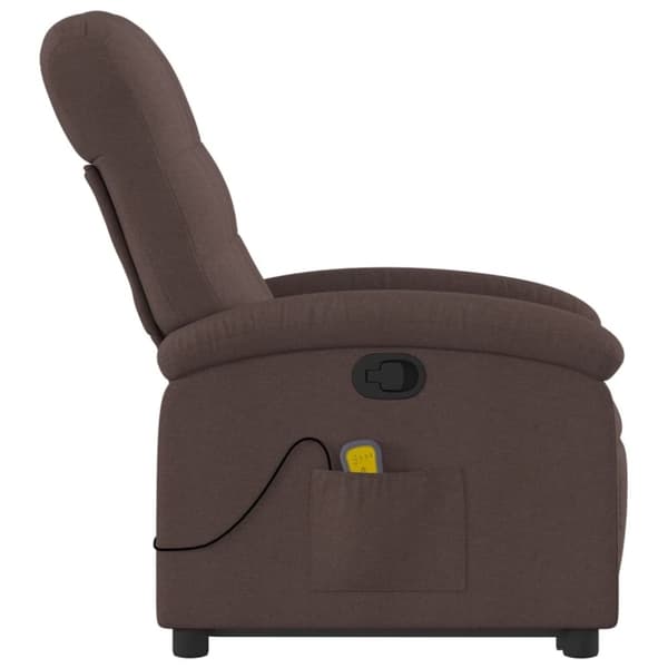 vidaXL Massagefåtölj med uppresningshjälp mörkbrun tyg