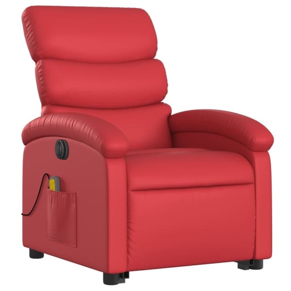 vidaXL Massagefåtölj med uppresningshjälp röd konstläder