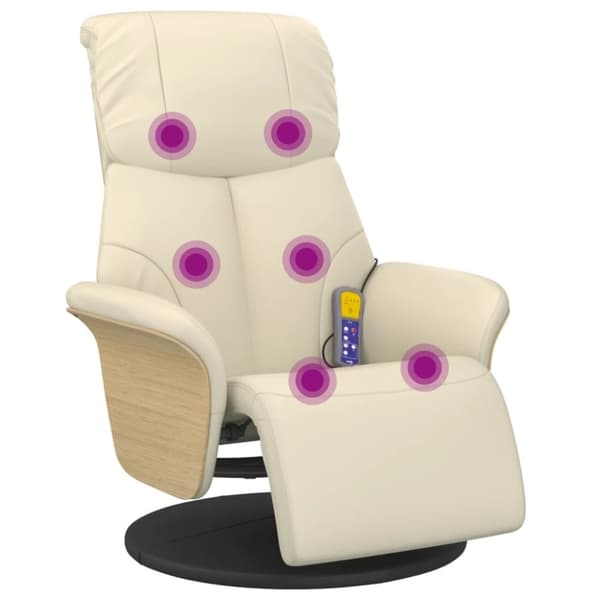 vidaXL massagestol med fodstøtte kunstlæder cremefarvet