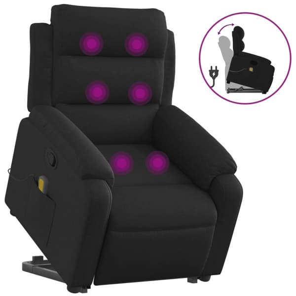 vidaXL Massagefåtölj med uppresningshjälp svart tyg
