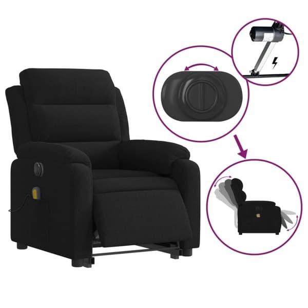 vidaXL Elektrisk massagefåtölj med uppresningshjälp svart sammet