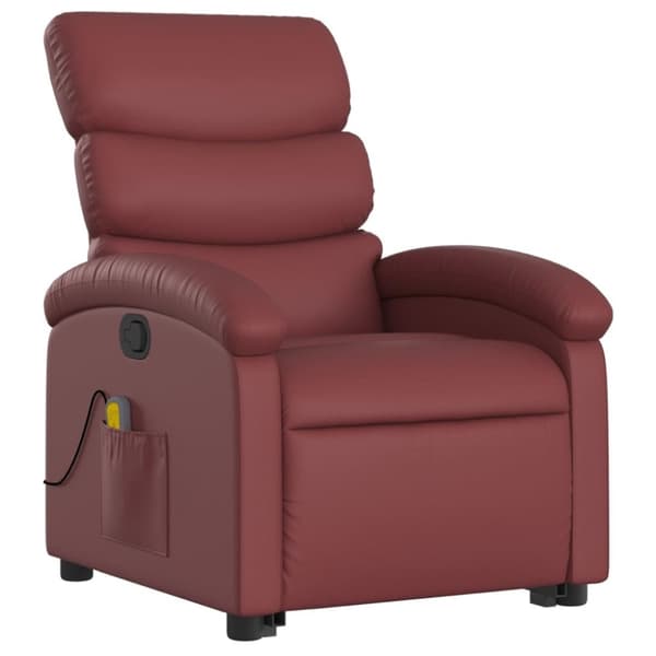 vidaXL Massagefåtölj med uppresningshjälp vinröd konstläder