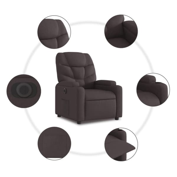 vidaXL Elektrisk reclinerfåtölj med uppresningshjälp brun tyg