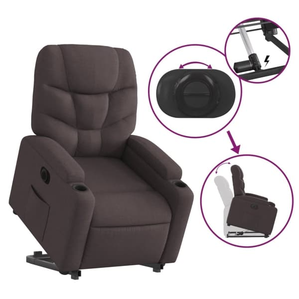 vidaXL Elektrisk reclinerfåtölj med uppresningshjälp brun tyg