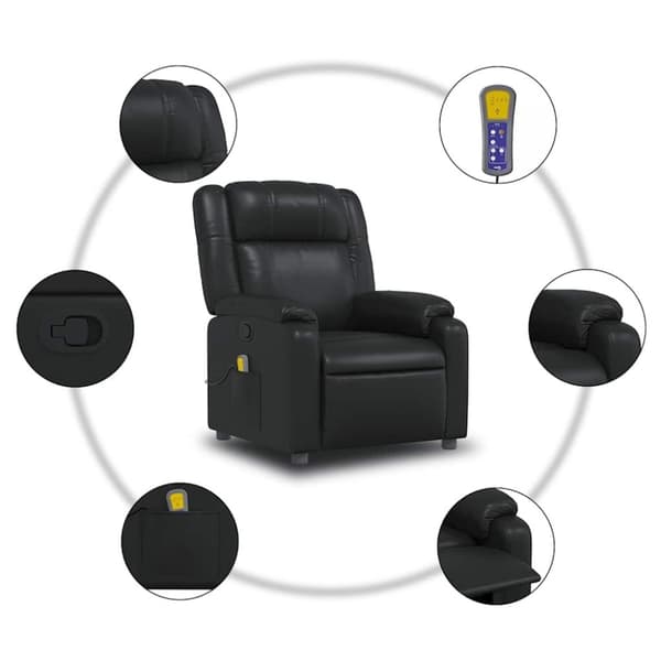 vidaXL Massagefåtölj svart konstläder