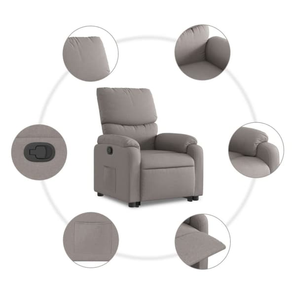 vidaXL Reclinerfåtölj med uppresningshjälp taupe tyg