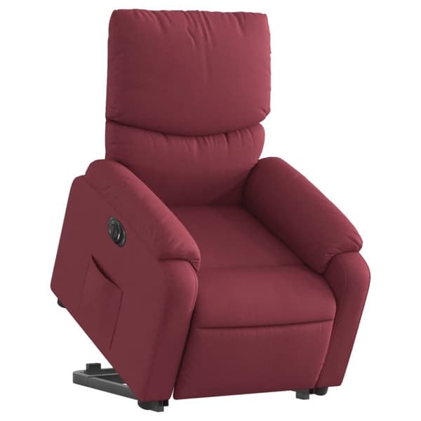 vidaXL Elektrisk reclinerfåtölj med uppresningshjälp vinröd tyg
