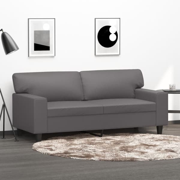 vidaXL 2-sitssoffa grå 140 cm konstläder