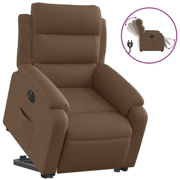 vidaXL Elektrisk reclinerfåtölj med uppresningshjälp brun tyg