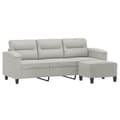 Miniatyrbillede 3 af 7: vidaXL 3-personers sofa med fodskammel 180 cm mikrofiberstof lysegrå