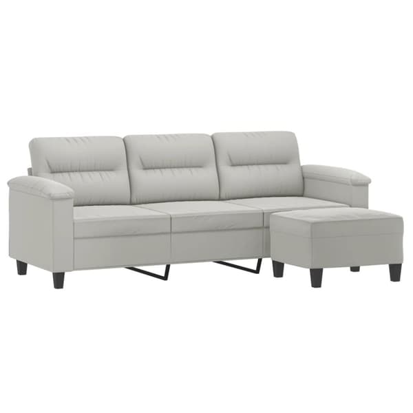 vidaXL 3-personers sofa med fodskammel 180 cm mikrofiberstof lysegrå