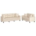 Miniatyrbillede 1 af 8: vidaXL sofasæt 2 dele med puder mikrofiberstof beige