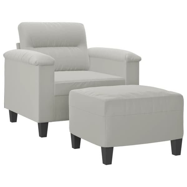 vidaXL sofastol med fodskammel 60 cm mikrofiberstof lysegrå