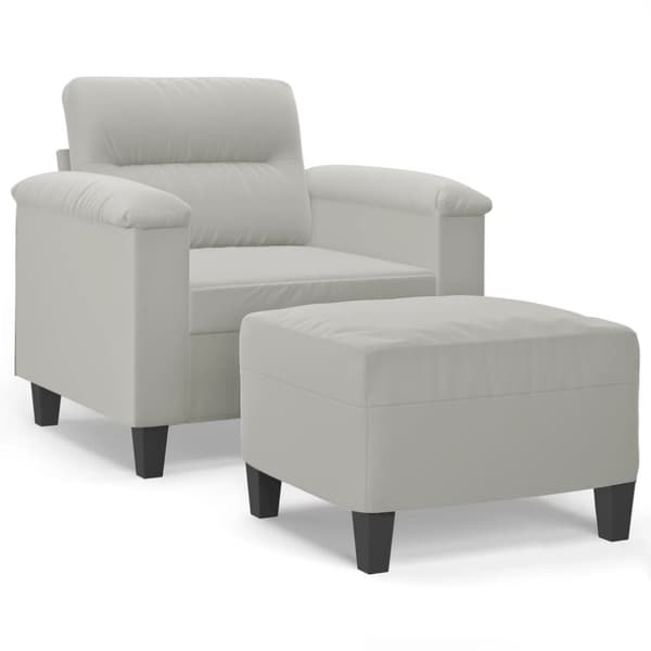 vidaXL sofastol med fodskammel 60 cm mikrofiberstof lysegrå