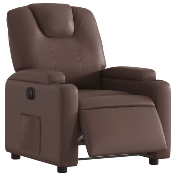 vidaXL Elektronisk reclinerfåtölj brun konstläder