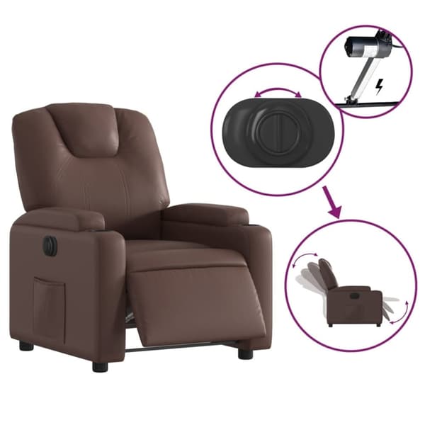 vidaXL Elektronisk reclinerfåtölj brun konstläder