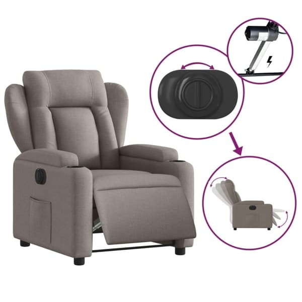vidaXL Elektrisk reclinerfåtölj taupe tyg