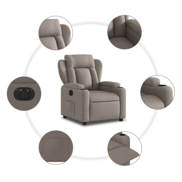 vidaXL Elektrisk reclinerfåtölj taupe tyg