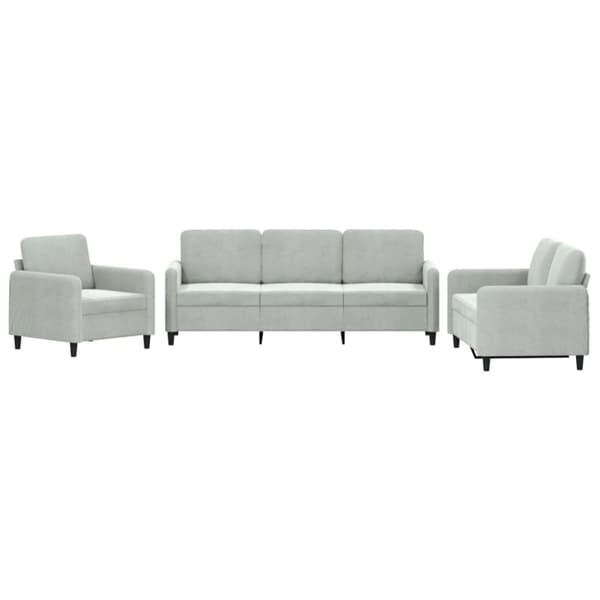 vidaXL sofasæt 3 dele velour lysegrå
