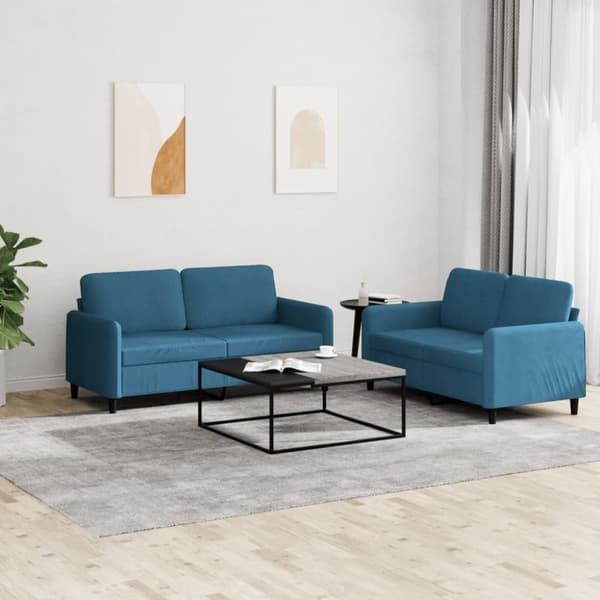 vidaXL sofasæt 2 dele velour blå