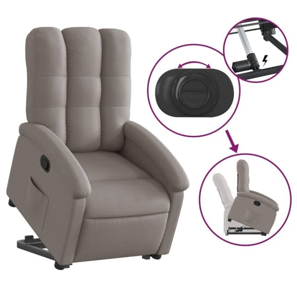 vidaXL Reclinerfåtölj med uppresningshjälp taupe tyg