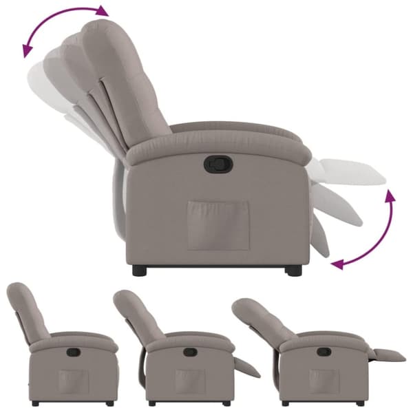 vidaXL Reclinerfåtölj med uppresningshjälp taupe tyg