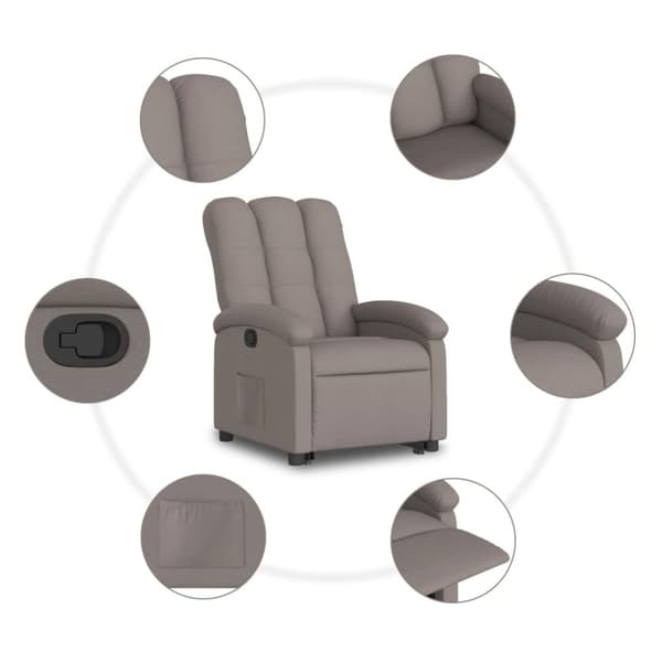 vidaXL Reclinerfåtölj med uppresningshjälp taupe tyg